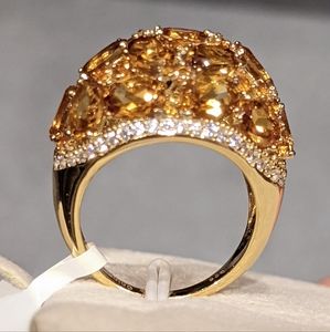 Madeira citrine bubble ring in gold plated sterling silver.